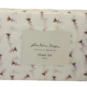 NWT London Kaye Espresso Martini King Size Sheet 4 Piece Set